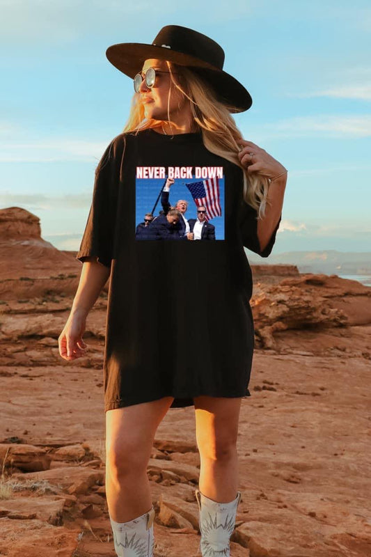 Trump never back down t shirt, Pres 2024 t shirt, trump survivor t shirt