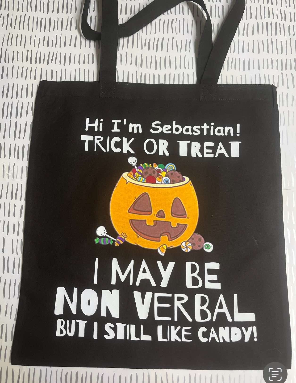 Autism awareness Halloween trick or treat tote bags