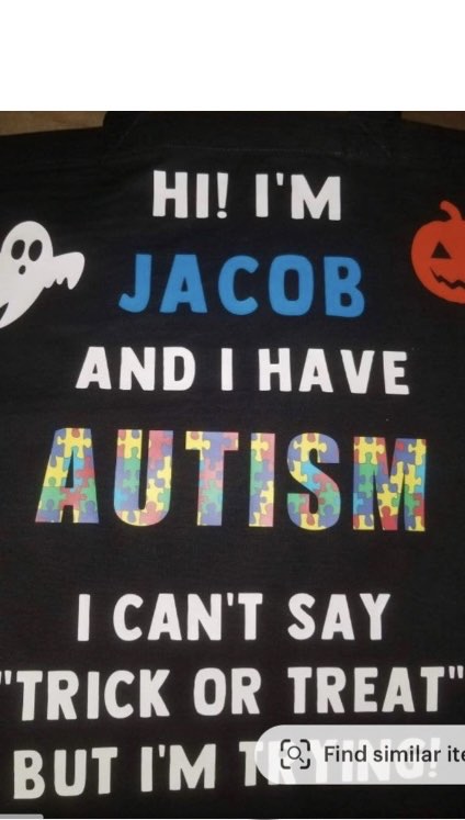 Autism awareness Halloween trick or treat tote bags