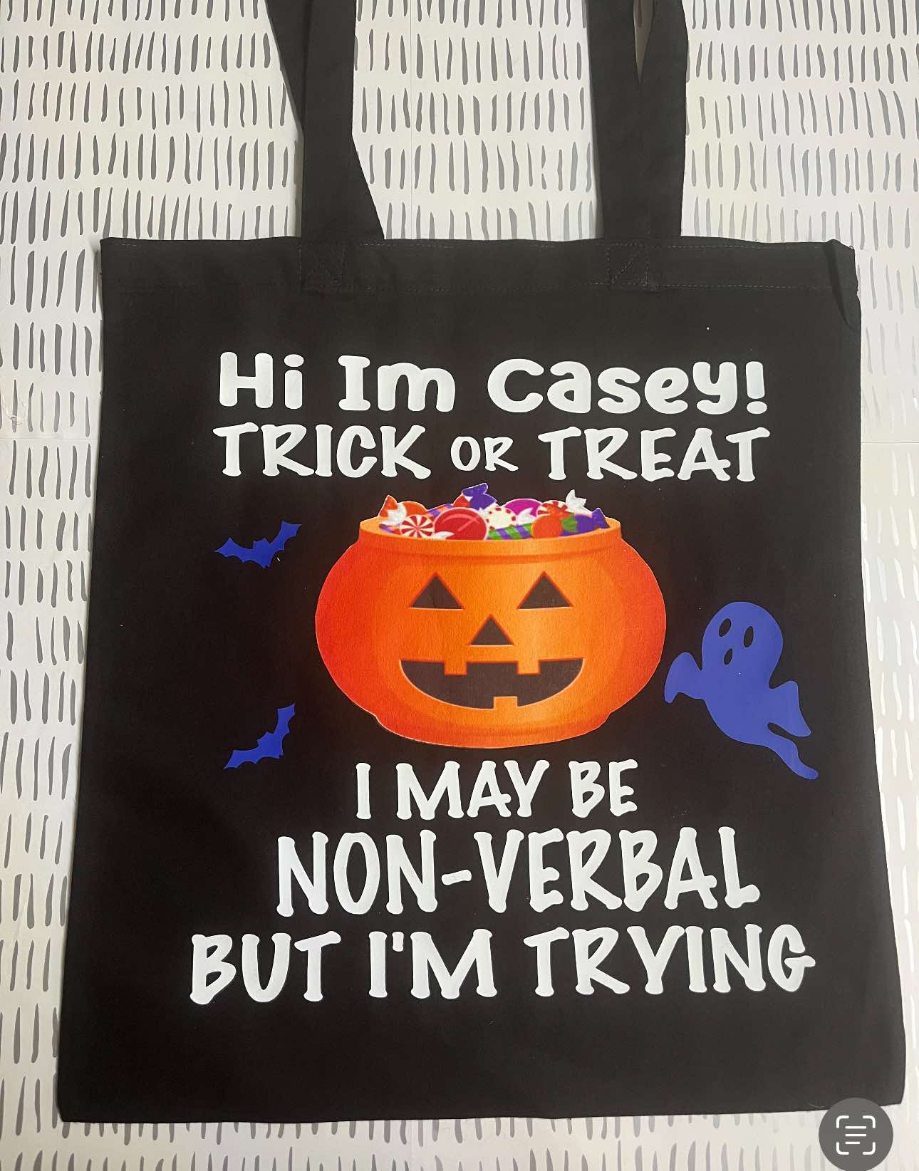 Autism awareness Halloween trick or treat tote bags