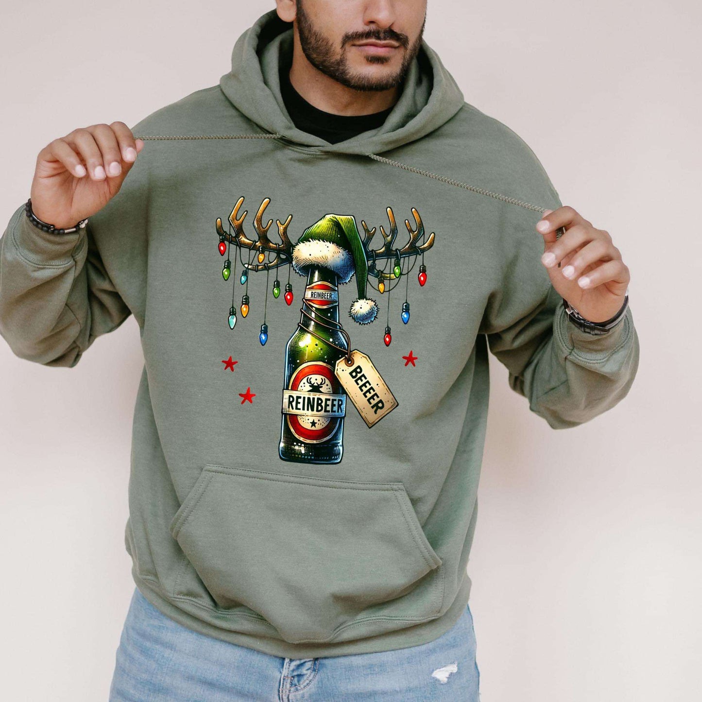 Reinbeer Beeer Christmas hoodie or sweater, antler christmas sweater, christmas beer sweater, elf t shirt elf sweater (Copy)