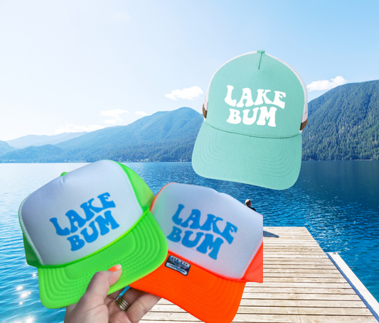 Lake bum hat, lake lover hat, lake neon hat, lake bum