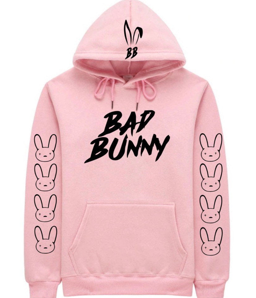 Bad bunny pink hoodies with Bb logo