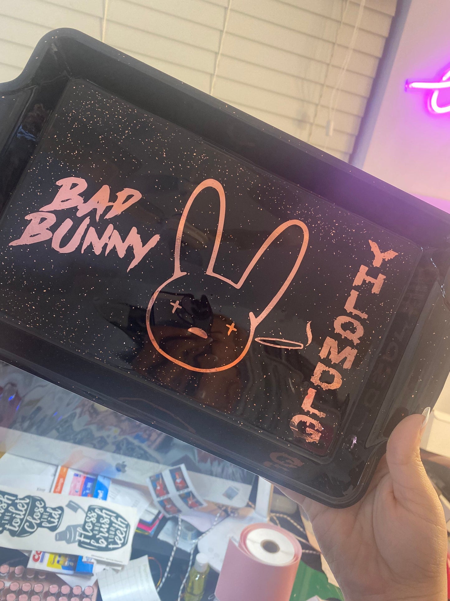 Bad bunny rolling tray set 4 pc