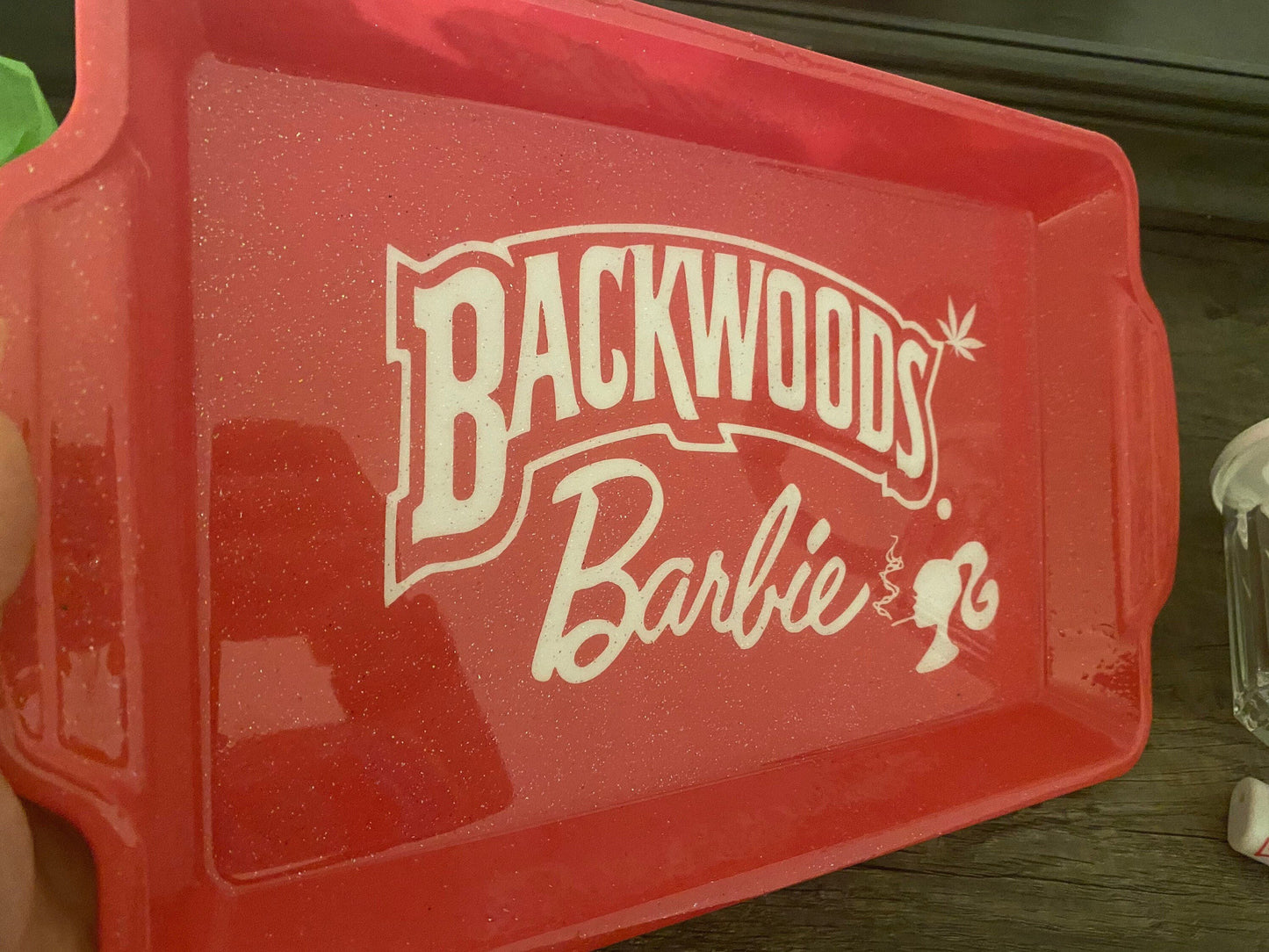 Backwoods Barbie rolling tray cute pink glitter bundle